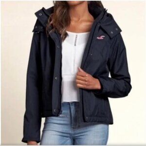 Hollister Black All-Weather Jacket with Pink Lining